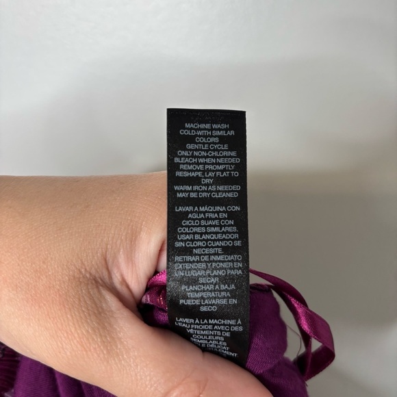 NWT White House Black Market Metallic Purple Printed Hi Low Maxi Dress Sz 12 - Picture 11 of 11